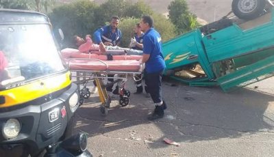 مصرع وإصابة 10 أشخاص في انقلاب سيارة ربع نقل بالمنيا