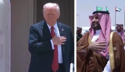 شاهد.. ترامب يودع ولي العهد بإشارته القبضة الشهيرة ويشير إلى قلبه